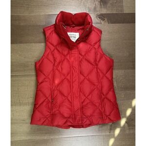 Eddie Bauer Puffer Vest Womens Medium Goose‎ Down EB700 Fill Red Full Zip Nylon